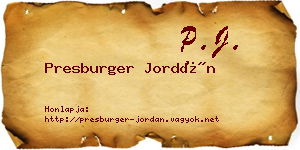 Presburger Jordán névjegykártya